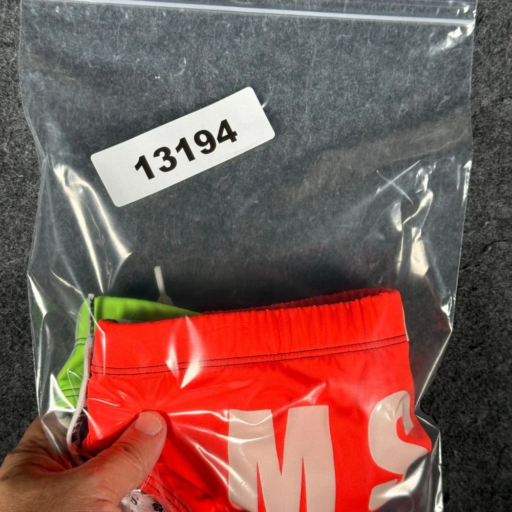 Sundek MSGM Mens Swim Briefs Neon Green Orange Logo Trunks Size M 2840MF200S
